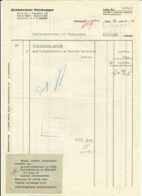 Akateeminen Kirjakauppa Helsinki 1950  - firmalomake