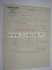 I. Sokoloff Helsinki 3.10.1924 -asiakirja