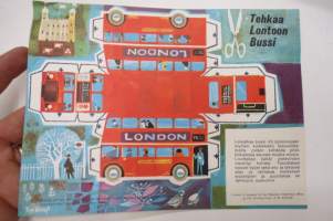Lontoon Bussi - Englannin Tiedotustoimisto 1966 - Central office of information -ohuesta kartongista leikattava pahvimalli / London bus cutout