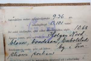 Chevrolet personbil / henkilöauto, ägare / omistaja Holger Nordblom (Embolstad, Finström) &amp; Ruben Johansson, Näs, Saltvik) -registerutdrag / rekisteriote 1937-38