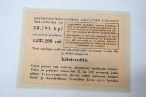 Käteisvoitto-arpa, arvonta 5.9.1941, nr 146025 -lottery ticket