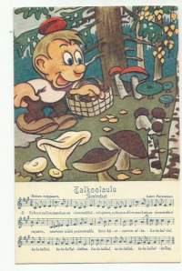 Talkoolaulu 8 Sieniretket-   taiteilijakortti postikortti kulkematon