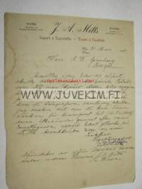 J.A. Mitts Vaasa Import &amp; Export, Tuonti- ja Vientiliike 21.3.1924 -asiakirja