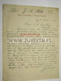 J.A. Mitts Vaasa Import &amp; Export, Tuonti- ja Vientiliike 29.3.1924 -asiakirja