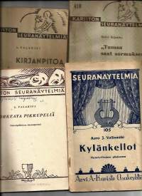 Kariston seuranäytelmiä 4 kpl / Vallinmäki:Kylän kellot. Helvi Erjakka:Tuossa saat sormuksesi, L Valakivi:Kirjanpitoa ja Korkeata pikkupeliä