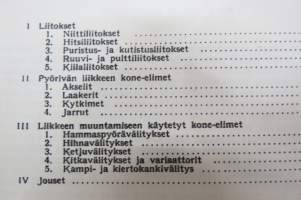 Tekniikan käsikirja - Kone-elimet, neljäs jakso sivut 204-380, liitokset, pyörivän liikkeen kone-elimet, Liikkeen muuntamiseen käytetyt kone-elimet