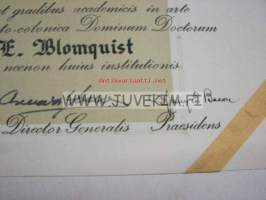 Societas Internationalis Universitaria chirurgorum colonis... diploma... doctor Harry E. Blomquist -diplomi