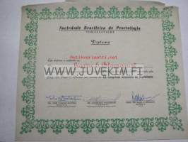 Sociedade Brasileira de Proctologia diploma... doctor Harry E. Blomquist -diplomi