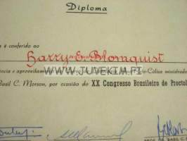 Sociedade Brasileira de Proctologia diploma... doctor Harry E. Blomquist -diplomi