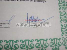 Sociedade Brasileira de Proctologia diploma... doctor Harry E. Blomquist -diplomi