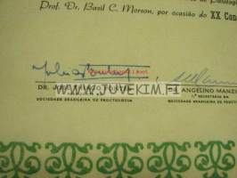 Sociedade Brasileira de Proctologia diploma... doctor Harry E. Blomquist -diplomi