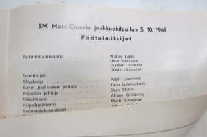 SM-Motocross joukkuekilpailu Artukainen (Turku) 5.10.1969 -käsiohjelma / program