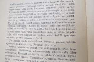 Posliinimaalauksen käsikirja, mukana 2 painokuvaa ja 14 yksipuolista lehteä, joissa malleja &quot;vasta-alkajille&quot;