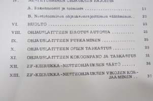 Sisu AOM painetehostettu ohjauslaite ZF-Spindel-Hydrolenkung, Tyyppi 7428 rakenne, toiminta, korjaus -irtonainen korjaamokirjasarjan osa, ollut koulutusmateriaalina