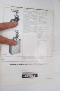 Siegl sähkölaitteiden tarkistuspenkit 1961-1962 -myyntiesite / sales brochure