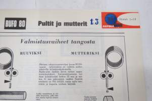 Bufo 80 pultit ja mutterit - valmistusvaiheet tangosta ruuviksi / mutteriksi, kuusioruuvit / mutterit, kruunumutterit, peltiruuvit -myyntiesite / sales brochure
