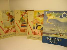 Säästäjä 1946 / 1-6 + Joulunumero  sis mm,takasivulla sarjakuva Touhulan Tontut kuvat Rudolf Koivu, sanat Raul Roine ym