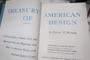 Treasury of American Design I-II - A Pictorial Survey of Popular Folk Arts -erittäin runsas kuvitus pohjois-amerikkalaisista käyttö- ja koriste-esineistä