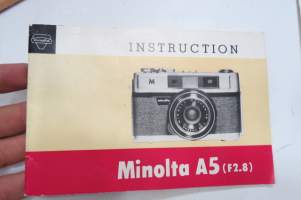 Minolta A5 (F.2.8) Instruction -camera manual in english / käyttohjekirja, englanninkielinen