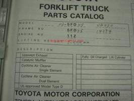 Toyota forklift 02-5FD33,35,40,45 02-5FDE35 parts catalog -haarukkatrukki varaosaluettelo