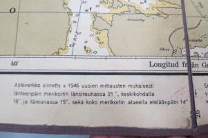 Turun saaristo Berghamn - Turku 1947 Åbo skärgård -merikartta / merikortti, kankaalle pohjustettu (paloina)
