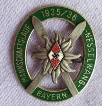 Saksan WWII 1935/36 Hitler Jugend Bayern - hiihtomerkki