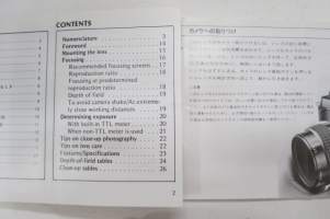 Micro-Nikkor 55mm f/2.8 Instruction manual -käyttöohjekirja, englanninkielinen