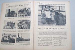 Suomen Kuvalehti 1919 nr 7, kansikuva Suomen lippu Narvan raatihuoneella, Suomen vanhin kirjanpainaja ja kirjainkustantaja G.V. Vilén, Valkoinen nousu Karjalassa, ym