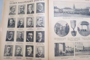Suomen Kuvalehti 1919 nr 18, kansikuva Helmi Lindelof, Albert Gebhard 50-vuotias, Bunburismista, Lahden suojeluskunta, Uuden hallituksen jäsenet, ym.