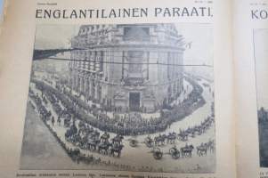 Suomen Kuvalehti 1919 nr 23, kansikuva Nalle sotamiehenä, Keisariverta -kuvaus nykyhetken Pietarista, Vapaussodan uhreiksi joutuneita saman perheen jäseniä, ym.
