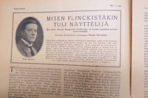 Suomen Kuvalehti 1919 nr 47, kansikuva Viimeinen kino-ennätys, Miten Flinckistäkin tuli näyttelijä, Koira järjestyksenvalvojain apuna, Ystävykset, Muista maista, ym.