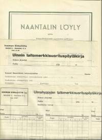 Suomen Uimaliitto ry materiaalia n 1950- luku mm uinnin ja uimahyppyjen taitomerkkisuorituspöytäkirja