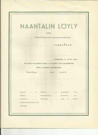Naantalin Löyly antaa  .... seppeleen ... uimataidosta - blanko lomake  n 1950 l