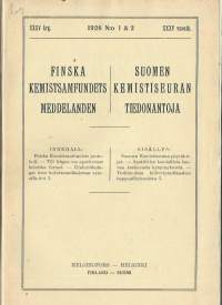 Suomen Kemistiseuran tiedonantoja 1926 nr 1 -  2 suomeksi ja ruotsiksi