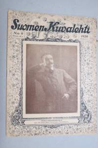 Suomen Kuvalehti 1920 nr 9, kansikuva Akseli Gallèn-Kallela, Kalevalan päivä, Kalevalaseuran tunnussoljet, Lönnrot ja Kajaanin totiseura, Ravi-ajot, ym.