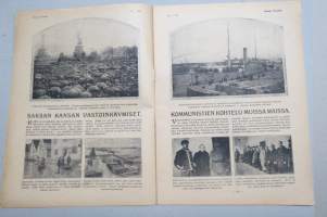Suomen Kuvalehti 1920 nr 5, kansikuva &quot;Aunuksen helmi&quot; Helsingissä viimeinen kuvalehti kädessään, Saksan kansan vastoinkäymiset, Eläköön vapaus! ym.