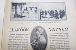 Suomen Kuvalehti 1920 nr 5, kansikuva &quot;Aunuksen helmi&quot; Helsingissä viimeinen kuvalehti kädessään, Saksan kansan vastoinkäymiset, Eläköön vapaus! ym.