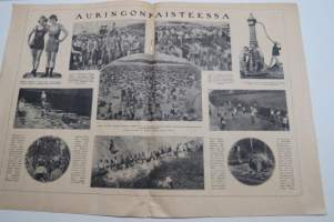 Suomen Kuvalehti 1921 nr 31, kansikuva Uimakauden merkeissä, Hyökkäysvaunukilpailuja katsomassa, Hevosmiesten sivu, Kotimaisia kuvia, Suomalaiset Latviassa, ym.