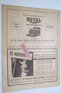 Suomen Kuvalehti 1921 nr 7, kansikuva &quot;Hauska on hiihtäjän hihdellä urheiluaitan tamineissa&quot;, Äskeisen myrskyn tuhoja, Syrjäänien maa ja kansa, Viron kuvia, ym.