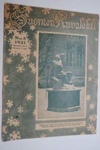 Suomen Kuvalehti 1921 nr 8, kansikuva Pääkaupungin idylli: Yrjö Liipolan heräävä voima, Suomi talviurheilun maaksi, Helsingin uusi rautasänkytehdas, ym.