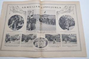 Suomen Kuvalehti 1921 nr 22, kansikuva Tasavallan presdentti vastaanottamassa Nikolainkirkon portailla paraatin armeijan lippupäivänä, Ärsytetty kaunotar, ym