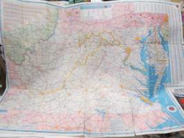 Gulf Pennsylvania and Delaware, Maryland, Virginia, West Virginia Tourgide map -tiekartta