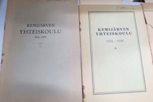 Kemijärven yhteiskoulu / yhteislyseo, erä vuosikertomuksia 1934-1970, osa tuplakappaleina, monissa mukana rehtorin puhekonsepteja ym.