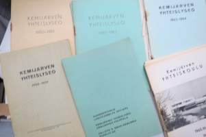 Kemijärven yhteiskoulu / yhteislyseo, erä vuosikertomuksia 1934-1970, osa tuplakappaleina, monissa mukana rehtorin puhekonsepteja ym.