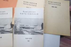 Kemijärven yhteiskoulu / yhteislyseo, erä vuosikertomuksia 1934-1970, osa tuplakappaleina, monissa mukana rehtorin puhekonsepteja ym.