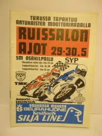 44. Ruissalonajot Jarno Saarisen muistokilpailut 29.-30.5.1982 Artukaisten moottoriradalla -käsiohjelma