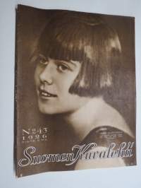 Suomen Kuvalehti 1926 nr 43, kansikuva Irma Hurstinen, Syysmanövereilla, Vuoksi ja luode - Suomen rannikolla, Erämaamatka pääkapungin porteilla, Uutiskuvia, ym.