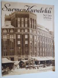 Suomen Kuvalehti 1926 nr 50, kansikuva &quot;Kun uusi ja vanha Helsinki kohtaavat toisensa&quot;, Muuan Kuvavirta, Kirjakauppojen kuukausi, Yellowstone, Naurishauta, ym.