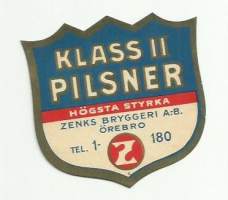 Pilsner Klass II -  olutetiketti