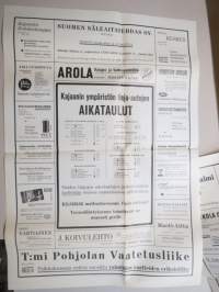 Kajaani ympäristöineen Linja-autoaikataulu - asemilla ja keskeisillä paikoilla ollut aikataulu v. 1938 -juliste / poster - bus timetable